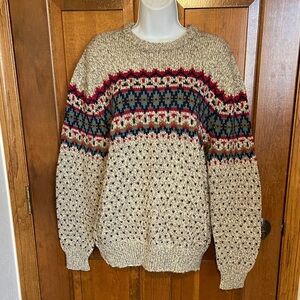 Vintage Jean Michaud 90’s fair isle knit Sweater Wool Blend Ski / Cabin Size XL